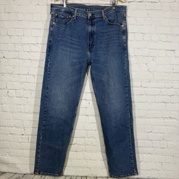 Levis 505 Jeans Men Size 40X32 Denim Medium Washed Blue Straight Leg Western - Picture 2 of 15